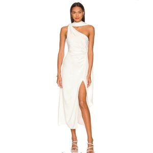 REVOLVE One-Shoulder White Midi Dress